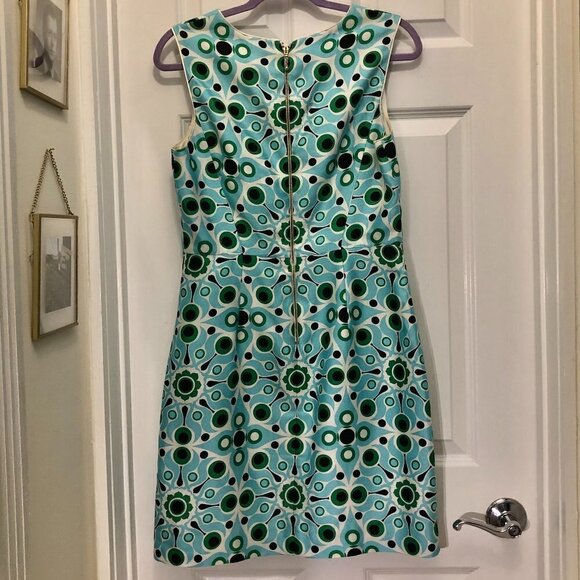 Kate Spade Solar Miriam Sheath Dress Silk Blend Blue Green Size 10 - Picture 8 of 10